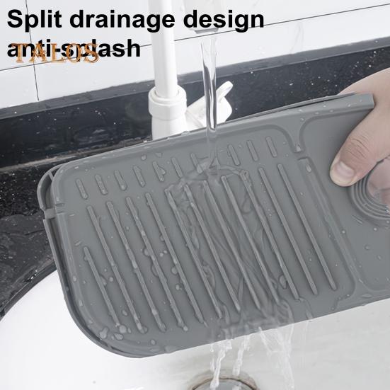 Silicone Faucet Mat Wrap Around Design Faucet Sink Splash Guard Dry Drying Pad for Kitchen Bathroom Counter Foldable Draining Tray Multipurpose Sink