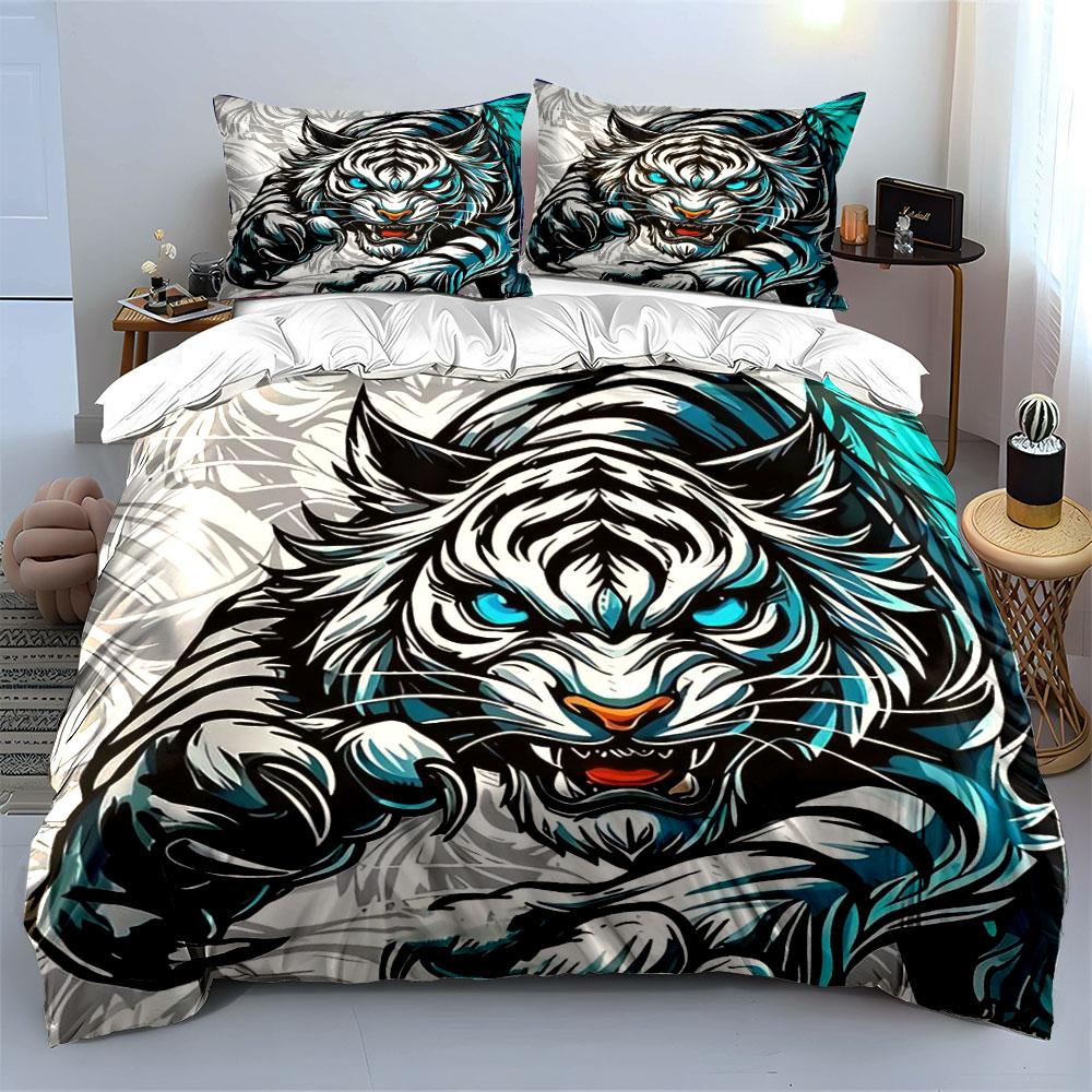 Fierce Tiger Art Decor Set Soft Comfortable Duvet Cover Bedding Set Included 1*Duvet Cover & 2*Pillowcases, Gift