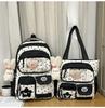 Fresh Color Block Backpack With Nylon For School Girls