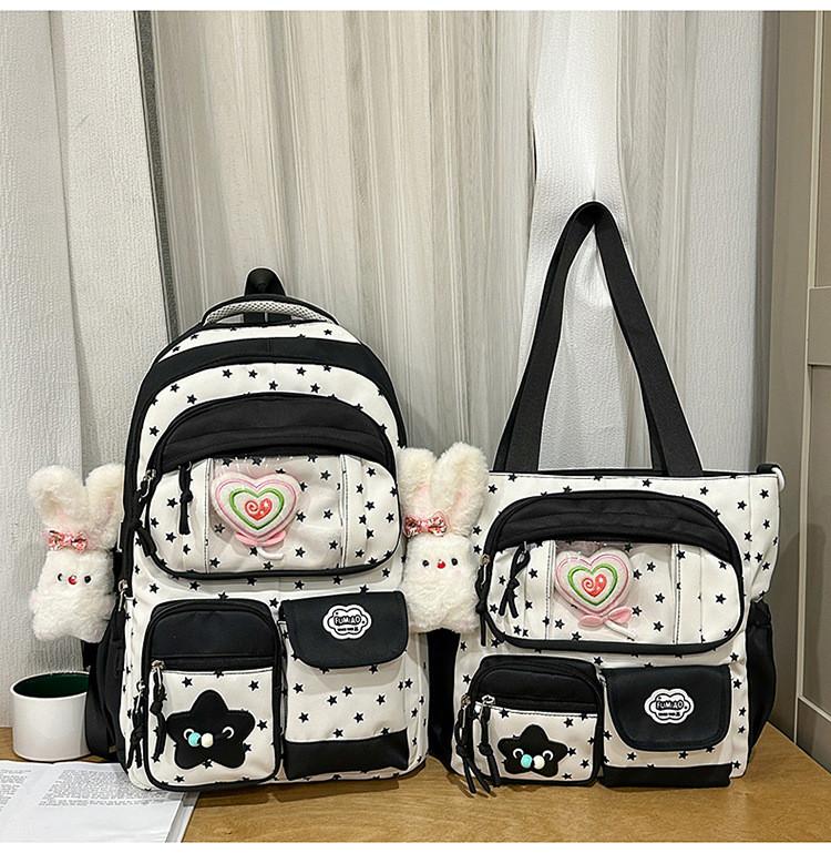 Fresh Color Block Backpack With Nylon For School Girls