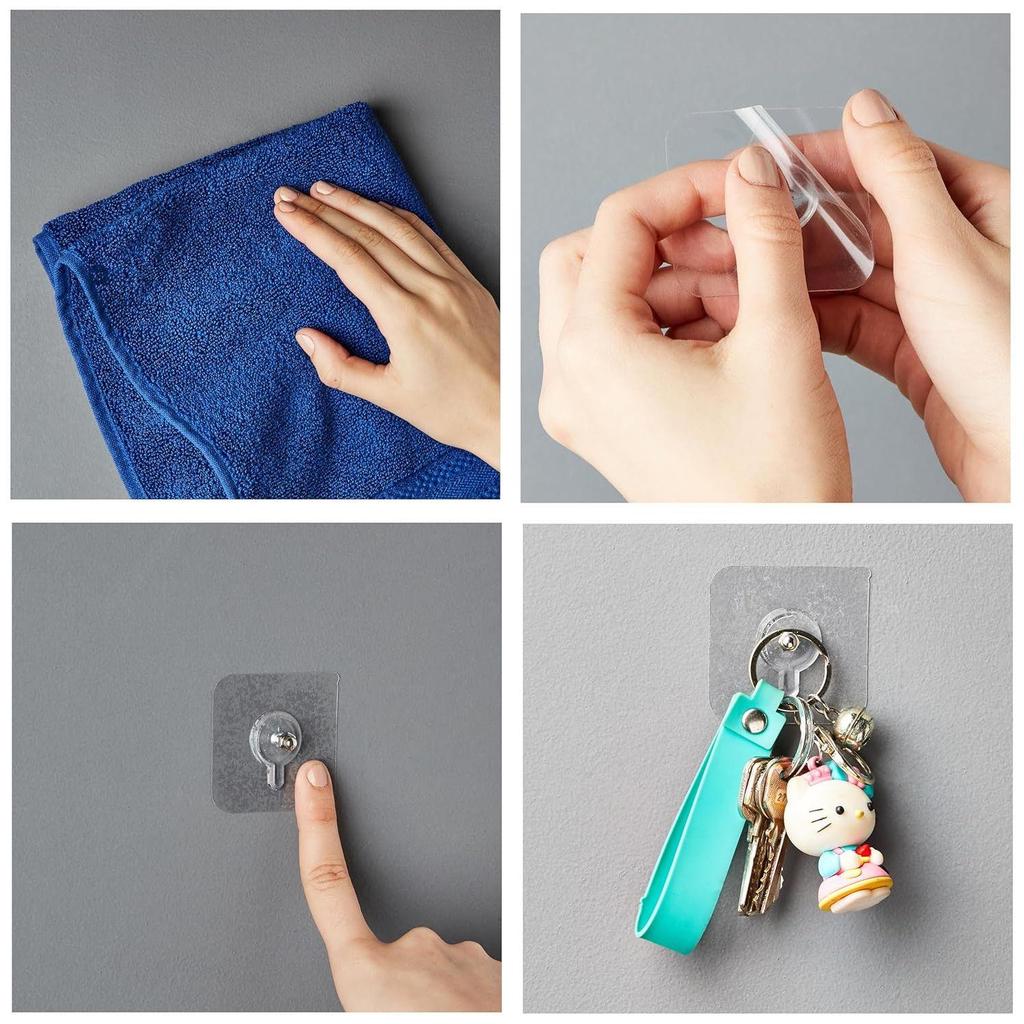 Heavy-Duty Adhesive Wall Nail Hooks | for Hanging Clothes, Hats, Keys, and More | Bathroom & Bedroom Hooks (Pack of 10)