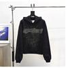 Felpa Sp5der Oversize Spessa in Pile con Stampa a Foglia Ragnatela Design Uomo Inverno Casual
