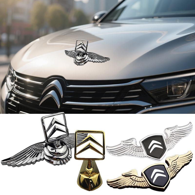 For Citroën C3 C4 C5 Berlingo Picasso Car Front Lid Hood Ornament Emblem Metal Chrome Logo Badge Luxury Auto Accessories HT6