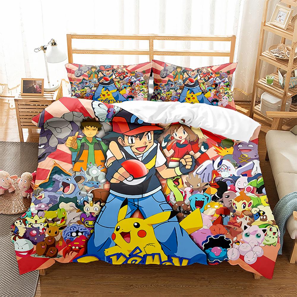 3D Digital Printing Quilt Cover, Pillowcase, Bedding, Cartoon Three-Piece Set, Home Textile Four-Piece Set