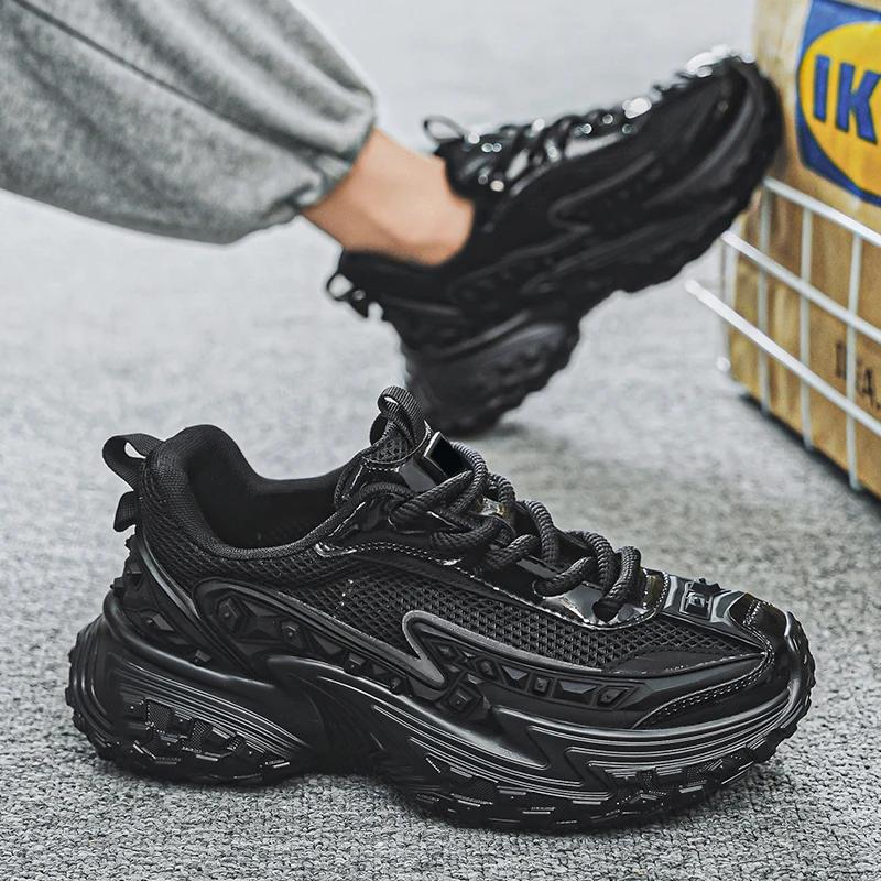 Men'S Vintage Platform Lace Up Skateboard Casual Sneakers Outdoor Street Sports Style Comfortable Chunky Tennis Running Shoes