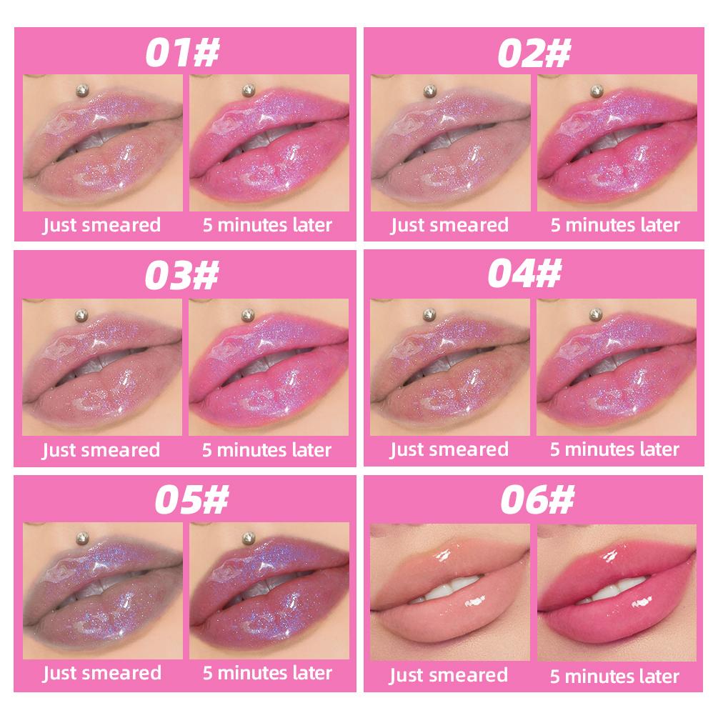 QIBEST 1pc Temperature Change Lip Oil Lipgloss Moisturizing Lasting Pink Clear Lip Glaze Pearlescent Lipgloss Makeup