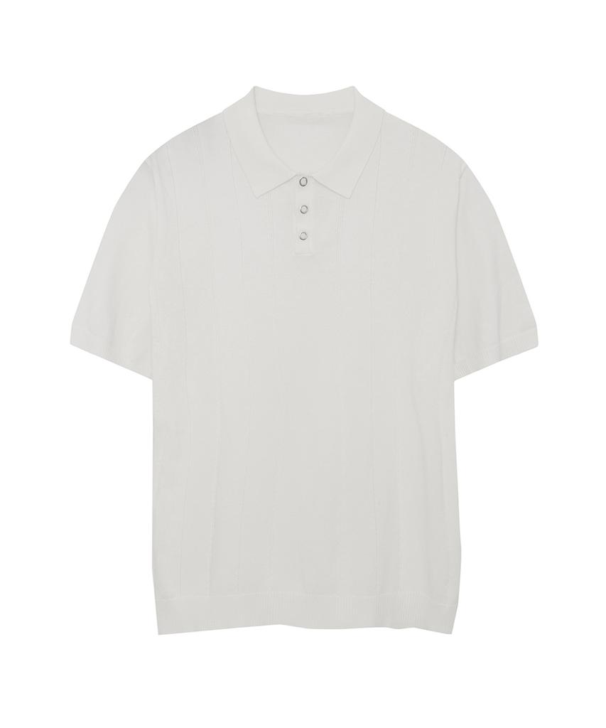 IRONYPORNO WHITELINE 86-Iro354 Multi-Stripe Snap Collar Short Sleeve Knit White