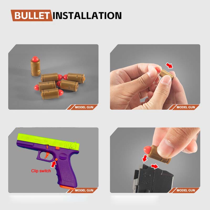 Outdoor Games Soft Bullet Toy Guns Plastic Model Launcher Automatic Shell Throwing Continuous Pistol Fake Gun Adult Boys Gifts