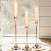 3Pcs Gold Plated Metal Candlestick Exquisite Metal Wedding Candelabra Set Dining Table