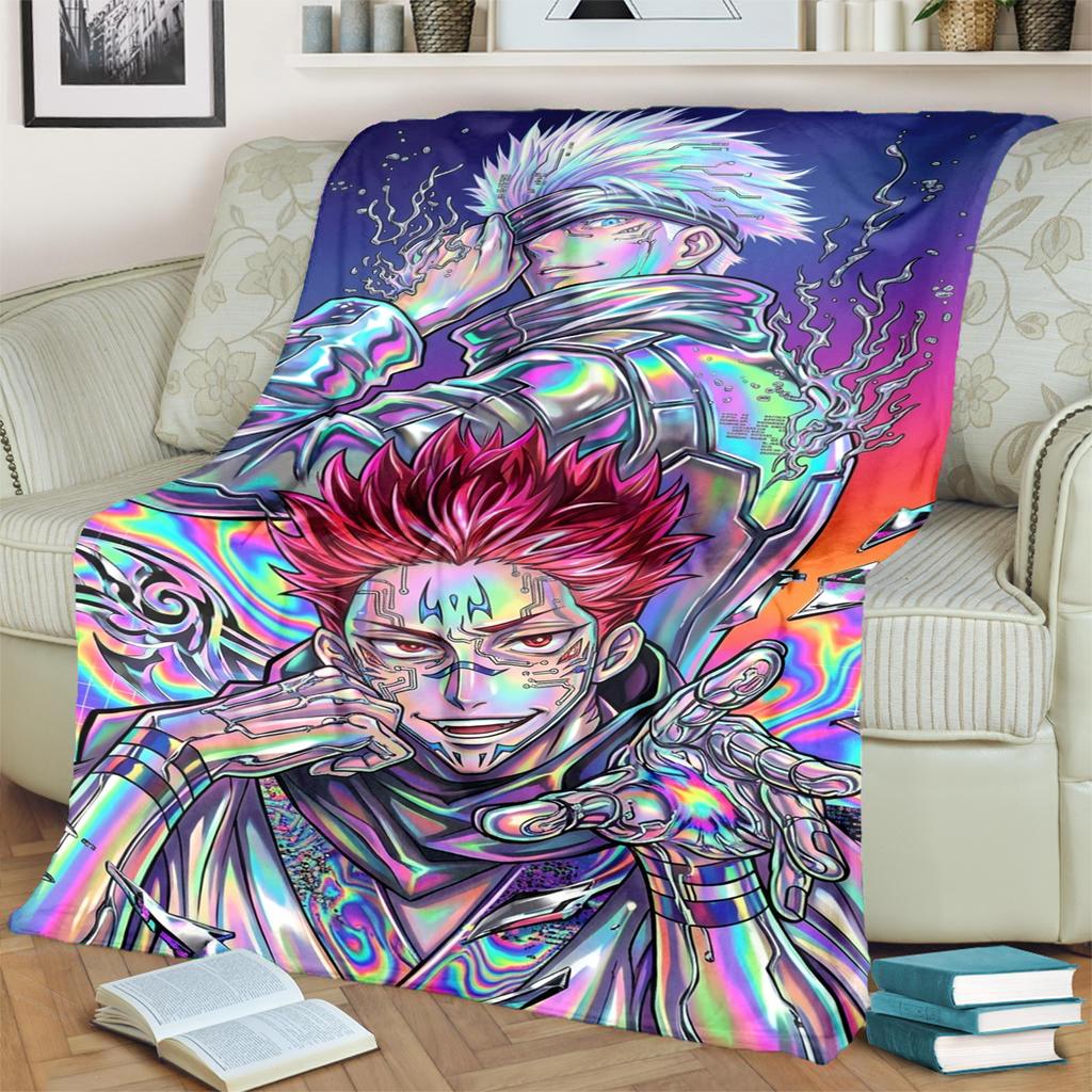 Comfortable Flannel Blanket Jujutsu Kaisen for Bedrooms, Sofas, Beds, Chairs, Picnics and Travel