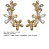 1 Pair Stud Earrings for Women, Micro-Paved Cubic Zirconia Flower Design Ear Studs, Jewelry Gift for Daily Wear