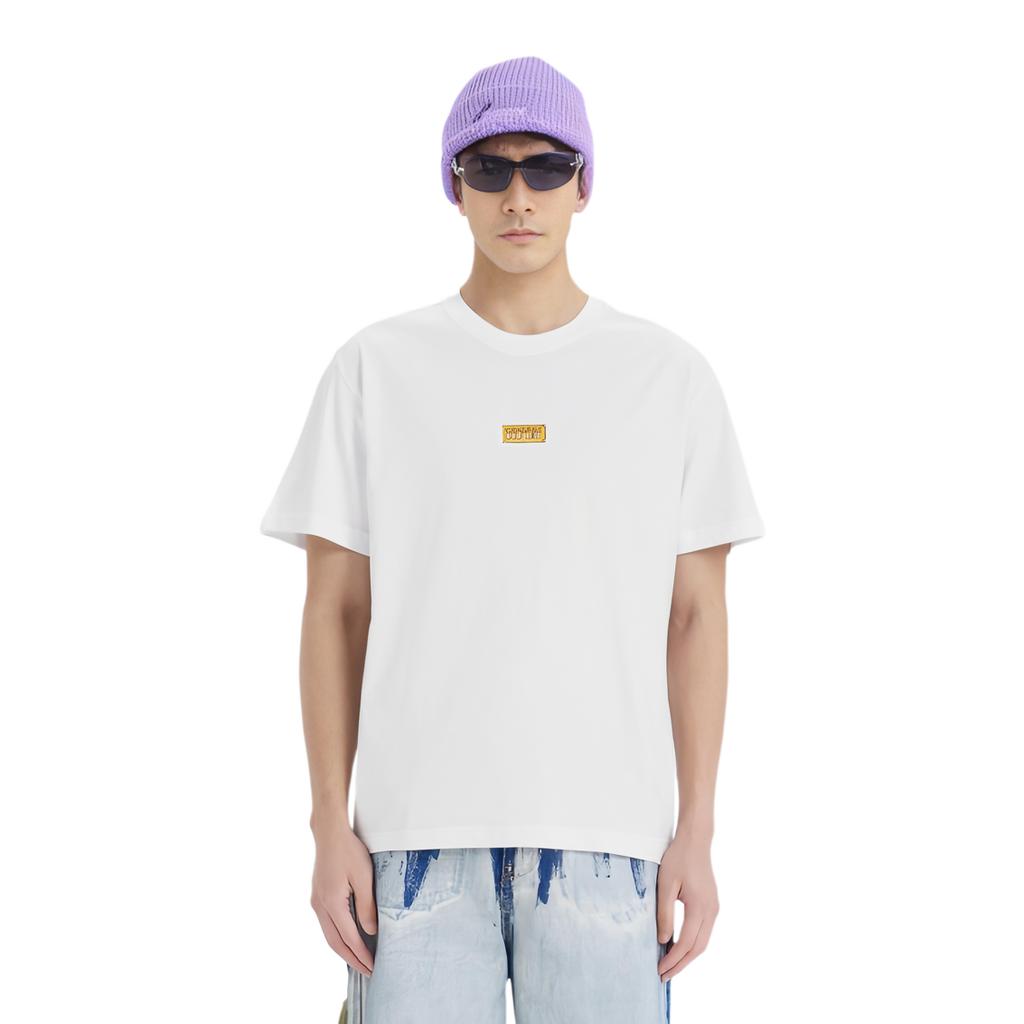 Versace FW24 Logo Badge Crew Neck Short Sleeve T-Shirt Men T-shirts White E78GAHT08-ECJ00T-EG03