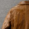 Classic 1930s Color Changes Oil Waxed Brown Natural Cow Leather Jacket Men Real Cowhide Coat Male Clothes Autumn
