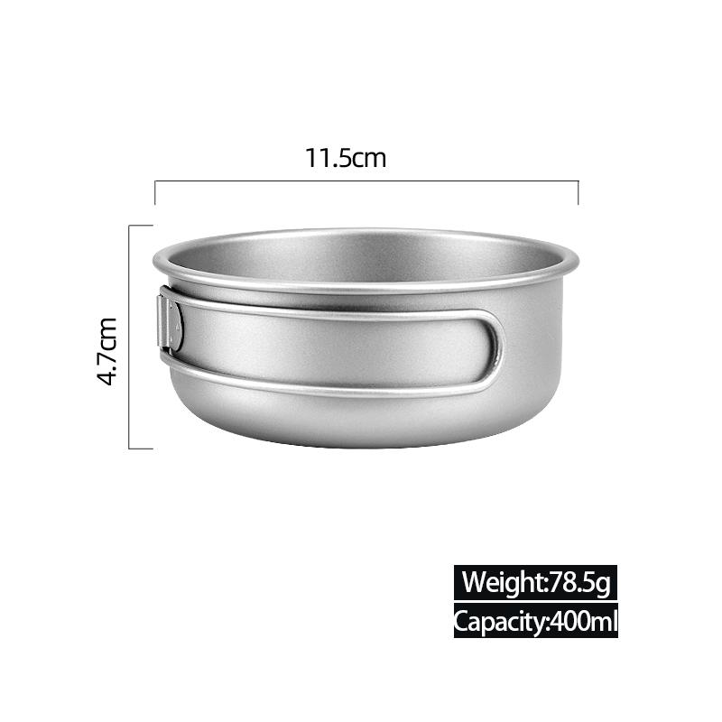 CIEUIS Titanium Camping Frying Pan Portable Multifunctional Cookware Set with Folding Handle Outdoor Bowl