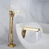 Gold Bathtub Shower Faucet Floor Standing Shower Bathtub Faucet Rose Gold Stand Bathtub Mixer Hand Shower Head Bath Mixer Shower
