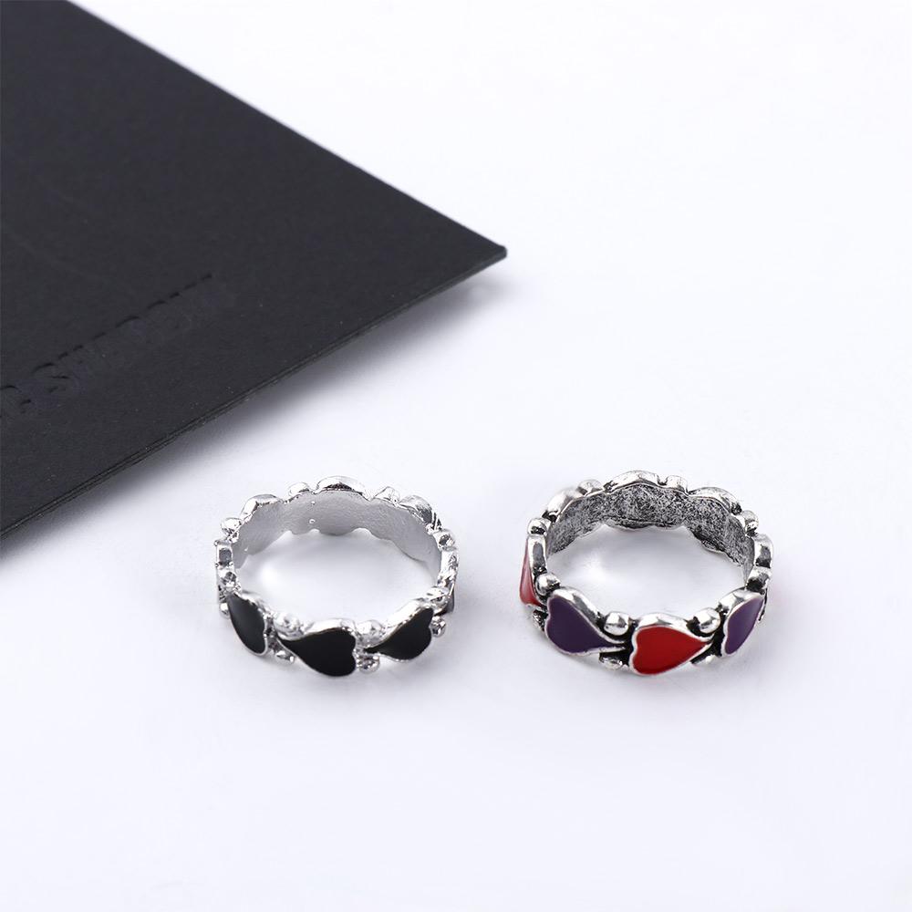 Geometric Wedding Jewelry Gifts Korean Style Women Rings Heart Chain Ring Heart Stackable Rings