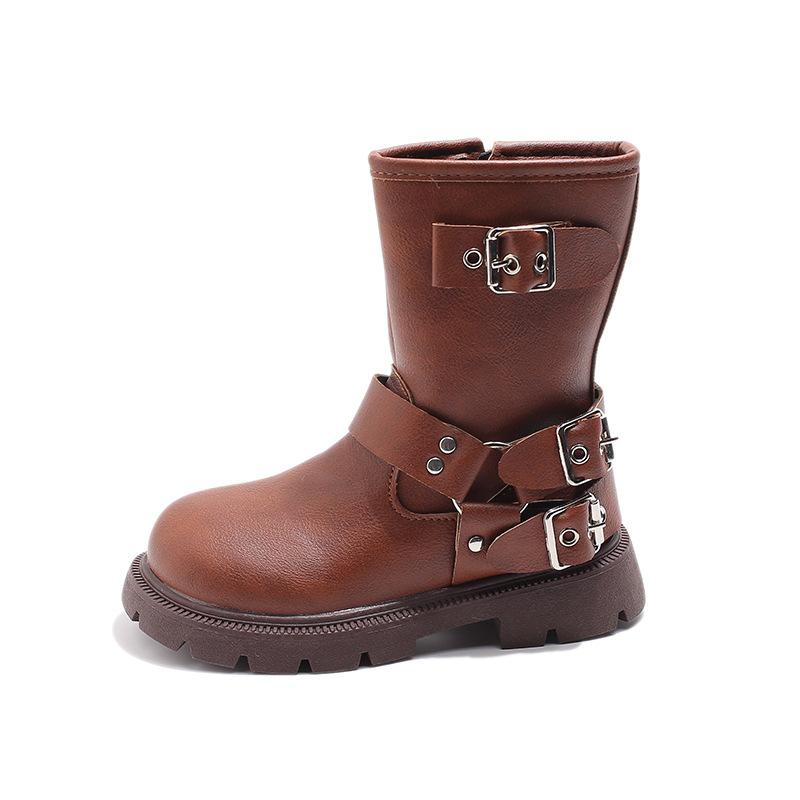 Fashion Classic British Style Children Fashion Boots Girl Mid-calf Leather Boots Simple Thick Bottom Kids Causal Boots Spring Autumn Hot