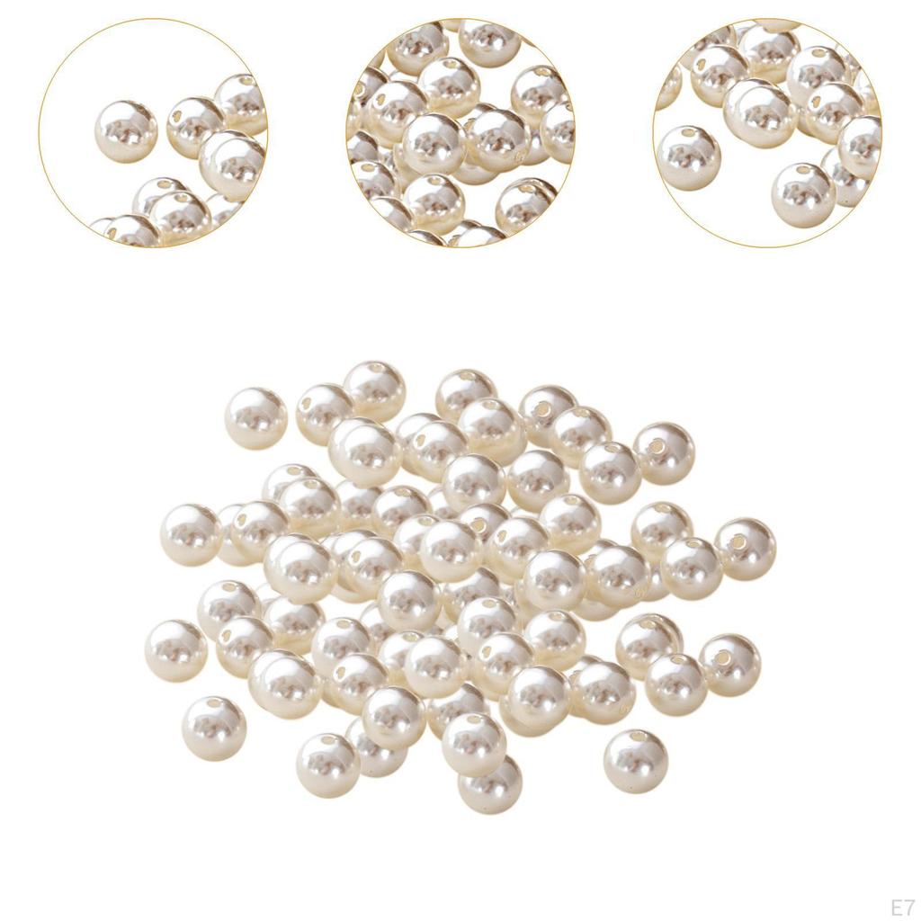 100Pcs Beads with Hole Loose Arts White Threading Spacer for Bangle Tiara Earring