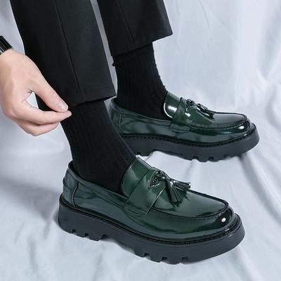 Heren loafers nieuwe Britse stijl zakelijk gekleed glanzend één-pedaal schoenen met grote neus dikke zool verhogend casual leren schoenen