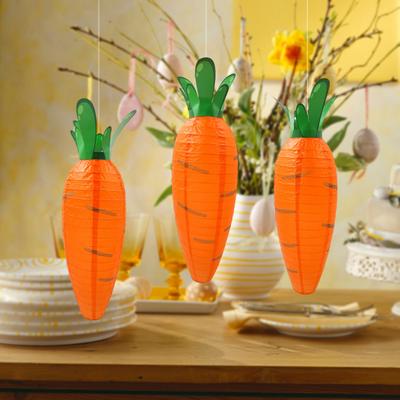 Easter Lantern Easy To Carry Bright Color Cute Carrot Shape Paper Lantern Festival Decoration Home Decor