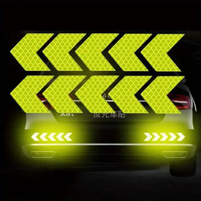 12 Pack PVC Reflective Arrow Car Stickers Properly Placed Safety Hazard Warning Tape for Car Bumper Trunk and Motorcycle