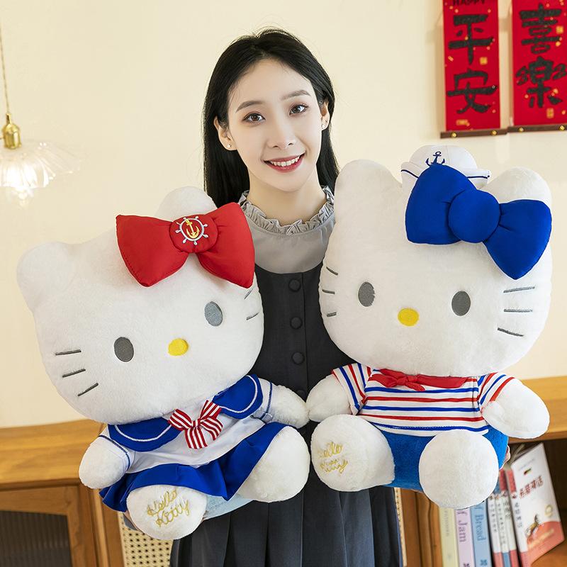Navy KT Cat Doll Cute Hello Kitty Plush Doll Children Sleeping Pillow