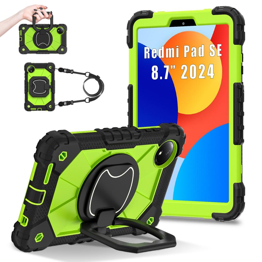 

Для Xiaomi Redmi Pad SE 8.7.360° вращающаяся рукоятка прочная защитная подставка TPU+PC 3в1 противоударный противоударный чехол для планшета ПК Redmi Pad SE 8.7 зелёный