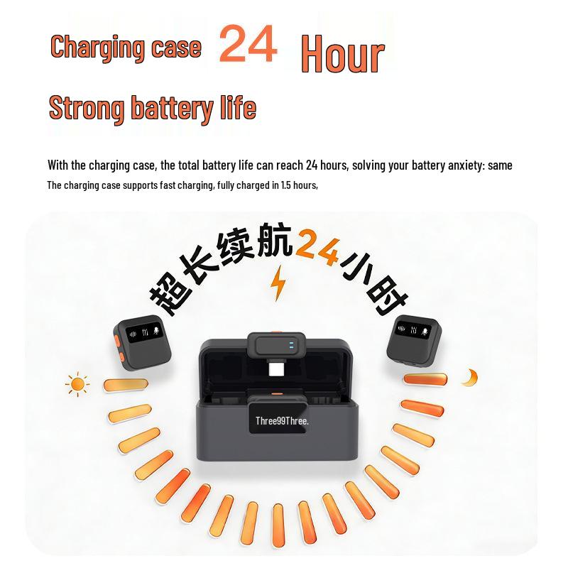 J33 Wireless Lavalier Microphone with Charging Case & AI Noise Reduction, Digital Display, Dual-Function Button.