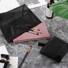 Mesh Cosmetic Nylon Makeup Pouch for Cosmetics and Small Perfect for Business Trips and Flat and Pack of 4 Pouch, Items, Travel, Square, (Black)