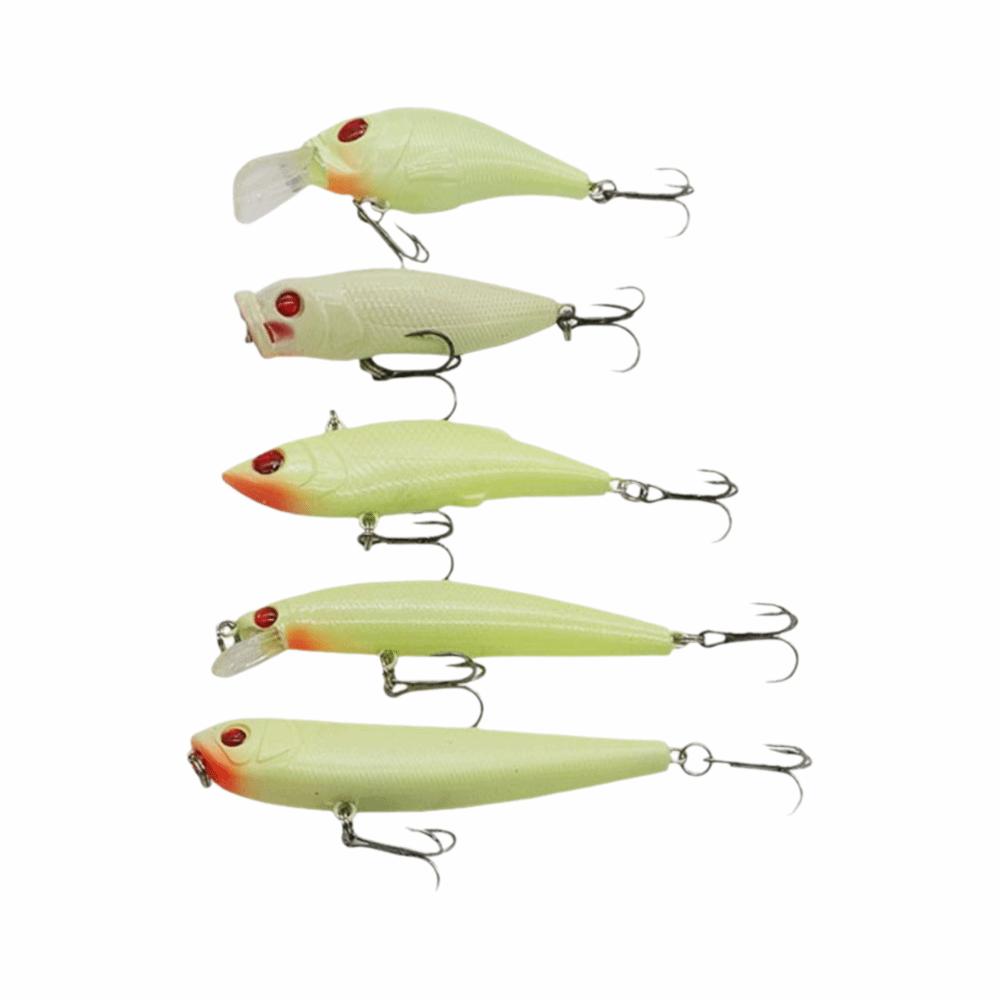 with Treble Hooks Fishing Crankbait Kit Luminous Fishing Baits Kit Saltwater Freshwater