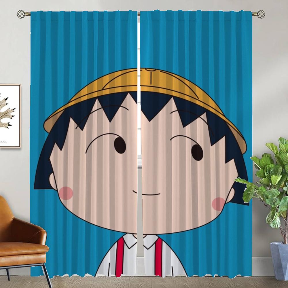 Zasłony do salonu Zasłona do pokoju 2 panele Chi-bi Maruko Przegroda Rolety Dekoracja Halloween Wystrój wnętrza domu Zasłony