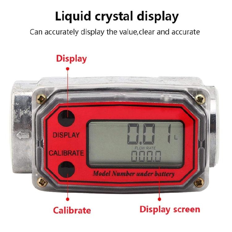 DigitalTurbine Flow Meter LCD Display for Diesel Kerosene Gasoline 1-inch Metal