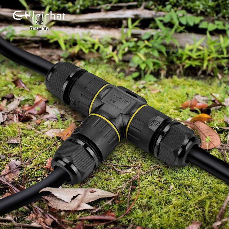 Outdoor Waterproof T-Type Three-Way Cable Connector, 2/3/4 Core, Flame Retardant for Landscape Lights
