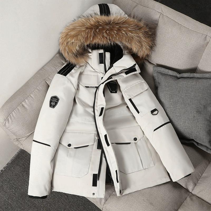 Cappotto da uomo in cotone con cappuccio, di media lunghezza, per il tempo libero all'aperto e in autunno e inverno