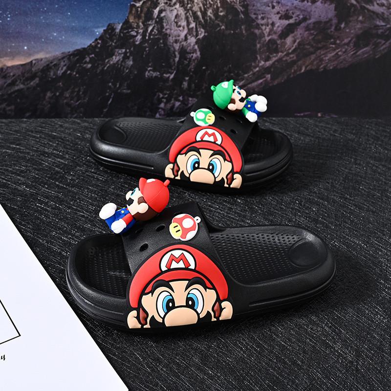 Bequeme Cartoon Mario Jungen Hausschuhe Leichtgewichtige Weiche Sohle Rutschfestes Design Perfekt für Sommerbekleidung