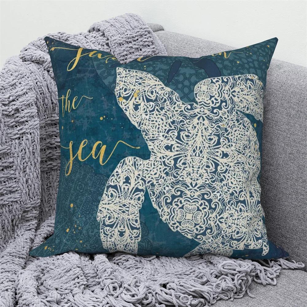 Ocean Sea Animal Blue Pillowcase Sofa Cushion Cover Decoration Bedroom  Throw