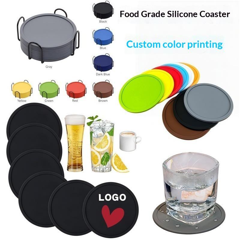10Pcs Round Silicone Coaster Heat Resistant Non Slip Cup Mat Waterproof Drink Pad For Home Kitchen Table Decoration