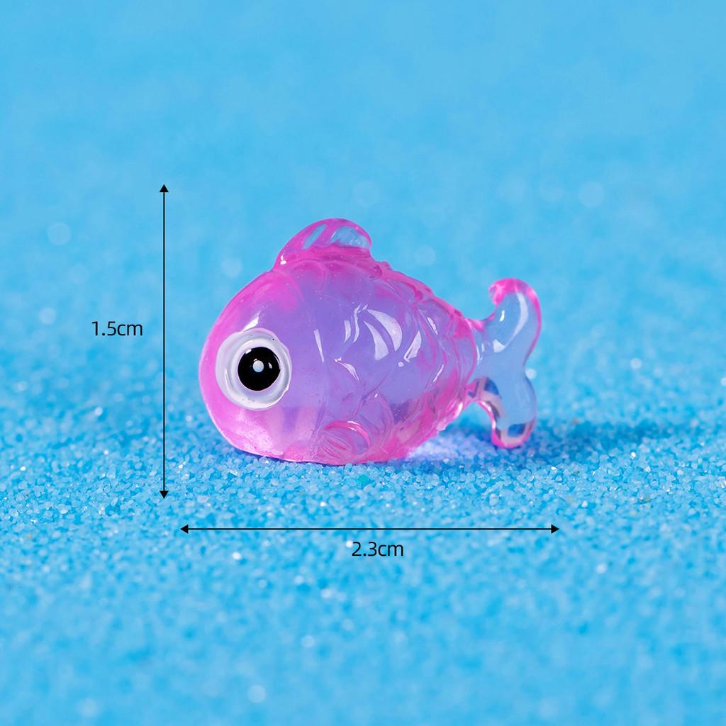 Vibrant Glowing Fish Resin Ornament Cartoon Style For Desktop And Terrarium Decor