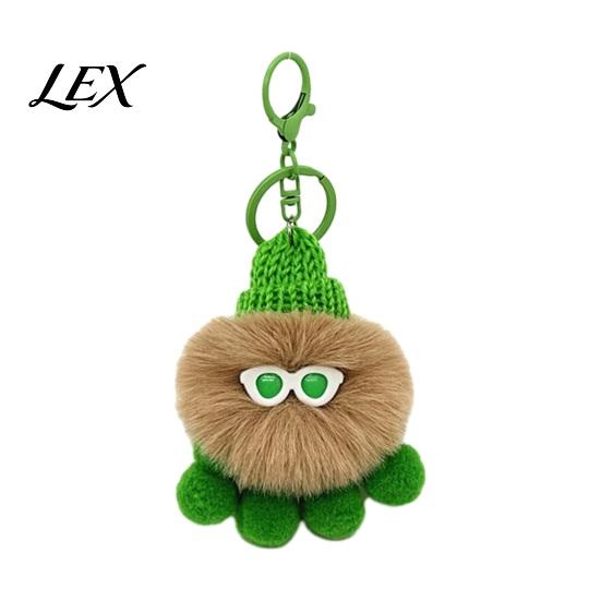 Soft Octopus Keychain Plush Keychain, Fuzzy Stuffed Sea Animal Bag Charm, Hanging Cartoon Accessory Knit Hat with Keyring for Backpacks and