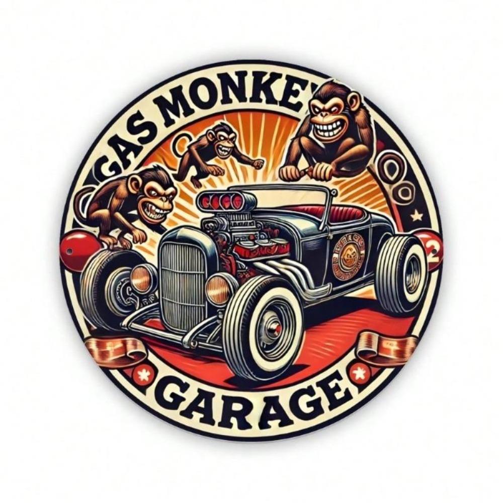 Metal Tin Sign Vintage Gas Monkey Garage Automotive Wall Decor 8x8 Inch Retro Home Pub Bar Cave