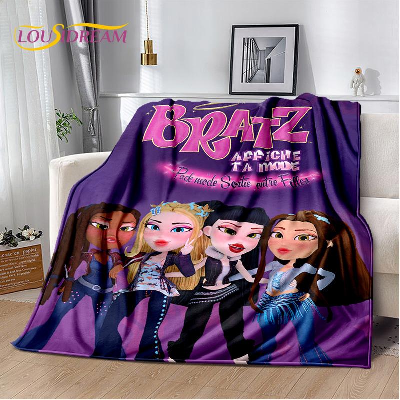 Cartoon Bratz Doll Girls 3D Printed Soft Blankets,Keep Warm Throw Blanket Comfortable Blanket for Picnic Beds Sofa Home Bedroom