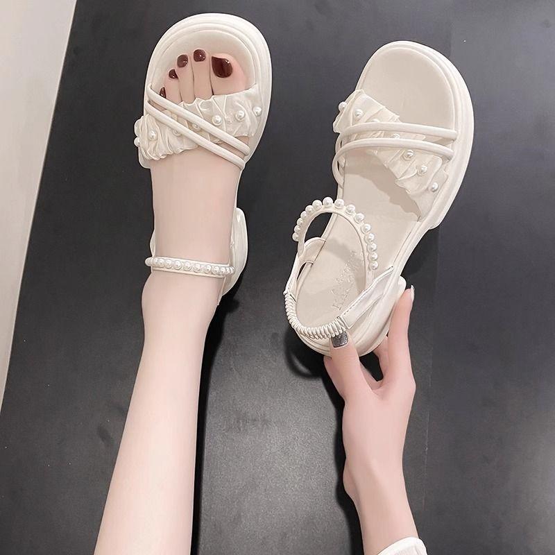 Sandals women's new summer versatile thick heel student fashion straps fairy style shoes