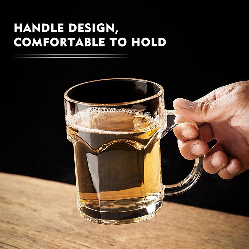 Sekskantet ølglass med hank Stort drikkeglass for te, kaffe, root beer floats, drikkeglass for restaurant, bar, hjem