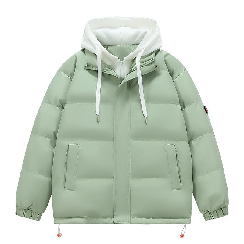 Cotton-padded Winter Cotton-padded Men's Thickened Fake Two-piece Coat Female Couple's Hooded Bread Suit Color