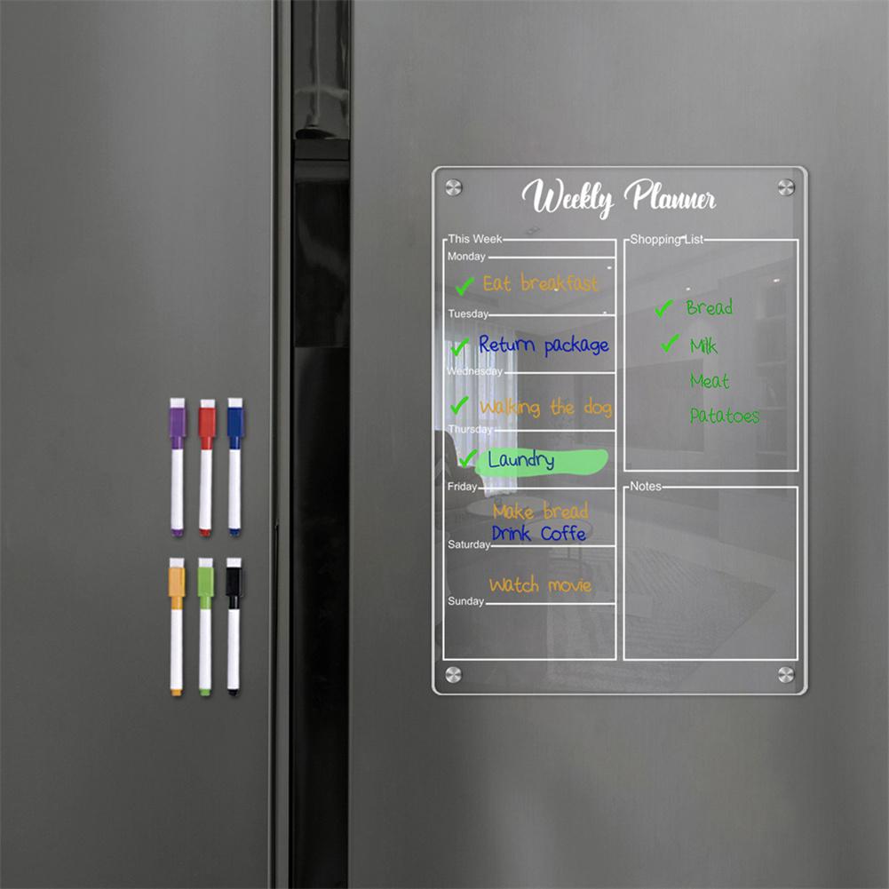 Acrylic Calendar For Fridge Magnetic Weekly Planning Board Clear Memo Note Board With 6 Markers For Office Home School