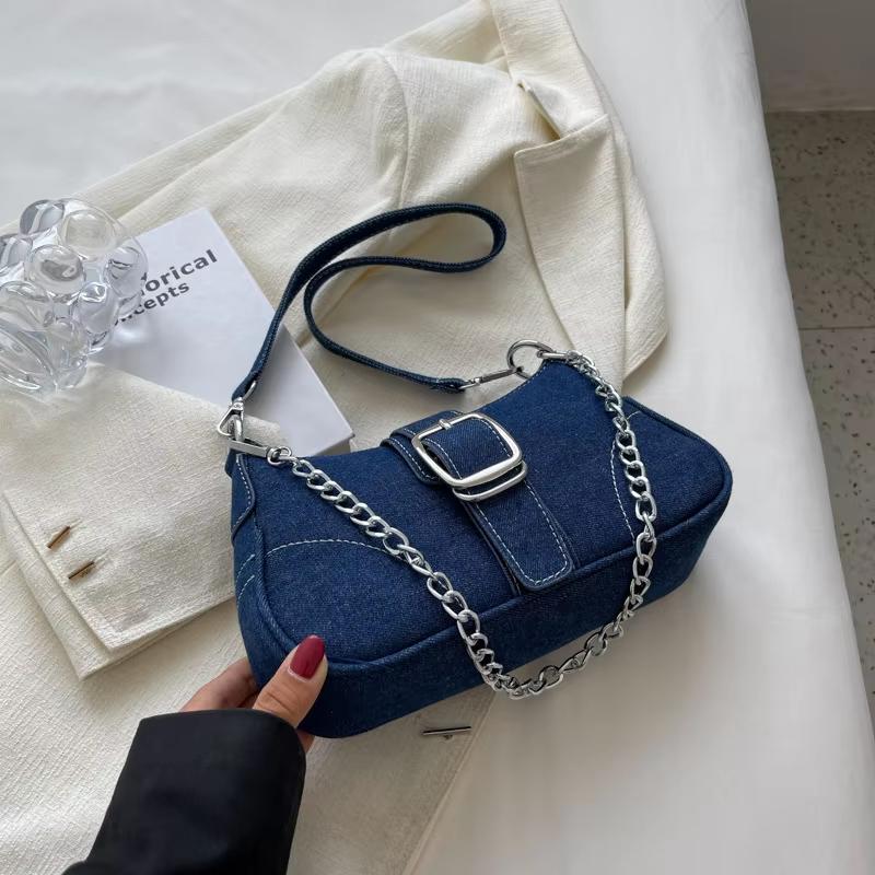 Denim Shoulder Bag Chain Jeans Bags Fashi Trend Ladies Messenger Bag HighQuality Underarm Purse Handbag Retro Women's Handbags