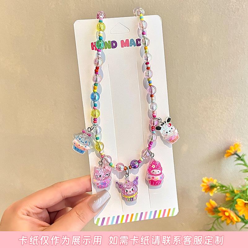 Children S Cute Kulomie Necklace Jewelry Little Girl Colored Beaded Toys Sweet Pendants Jewelry Accessories