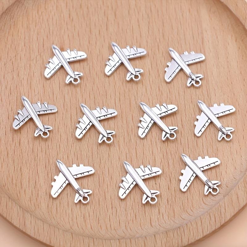 [Silver Airplane Pendant] 10 Pieces of Silver Airplane Pendant | Airplane Pendant, Used for Jewelry Making DIY Handmade Necklace