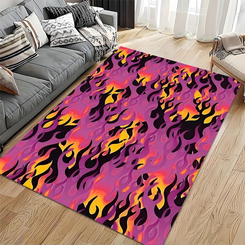 Fiery Flame Pattern Carpet suitable as a non-slip mat for the living room or bedroom sofa
