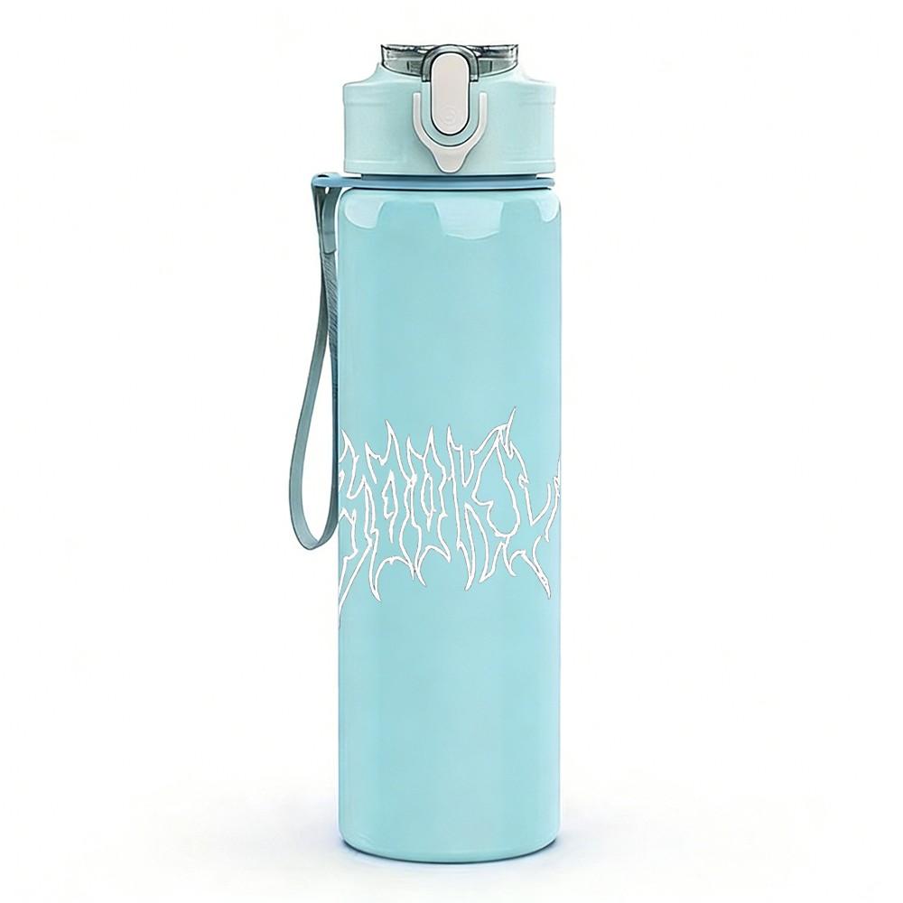 1PC Death Metal Band Text Font Print 750ml Color Plastic Sports Water Bottle Leakproof Flip Straw Lid Suitable for Sports Office Home Use